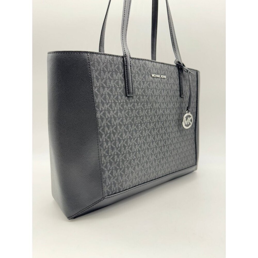 MICHAEL KORS Sallie monogram logo East West women's large tote - Black & Silver - Picture 5 of 11